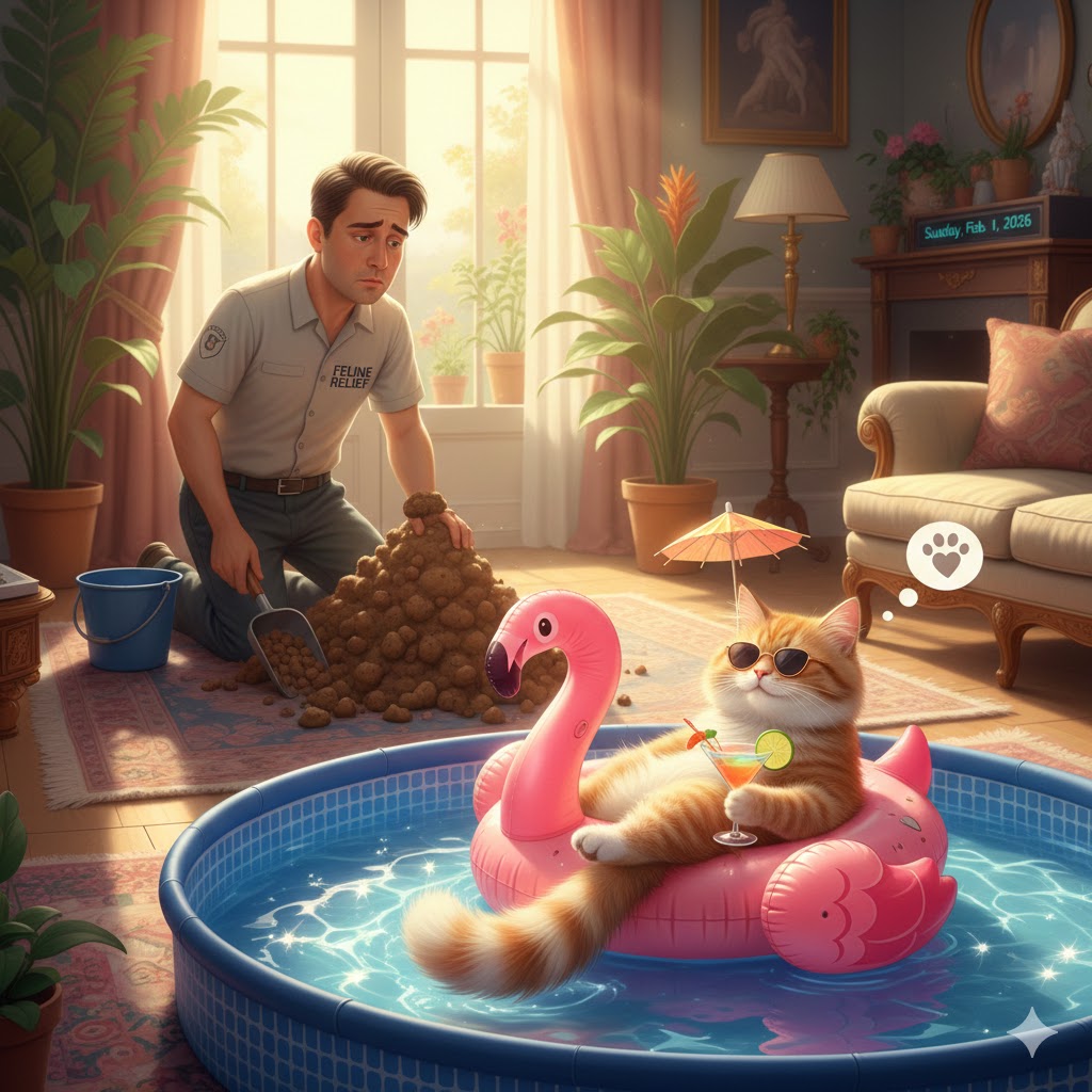 Professional cat care services including feeding, cleaning, and grooming